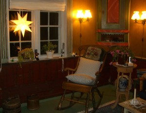 Heldigvis ingen frost inne! Jeg har kongerøkelse, blomstrende julekaktus, og masse lys, her representert med julestjerna i vinduet