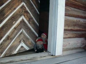 Er det ikke smånissene som titter frem bak stabbursdøra?