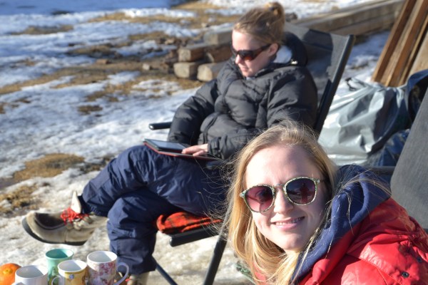 Solbad midt i byggeplassen