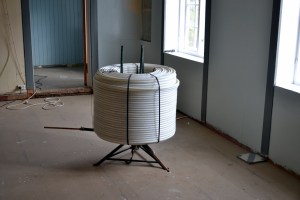 Gulvvarmerørene er klare for å legges