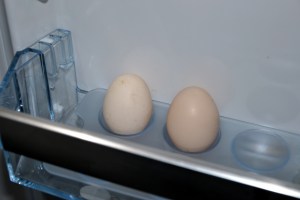 To små egg - de første fra eget hønsehus, hurra!